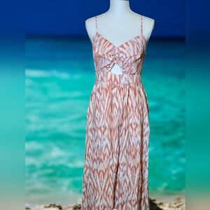 NINE WEST Cutout Orange and White Maxi Dress